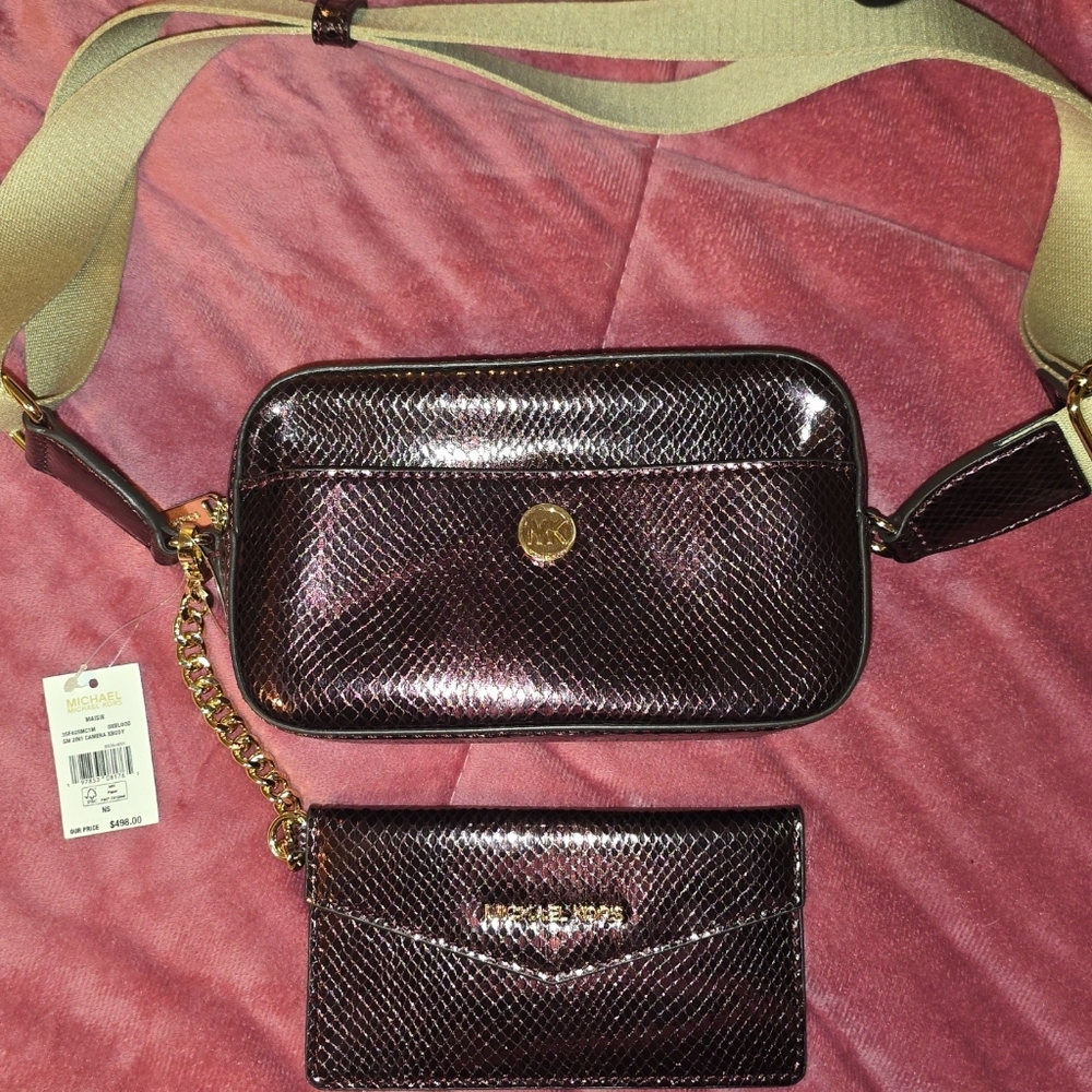 Michael Kors Shimmering Brown Crossbody Bag and Wallet